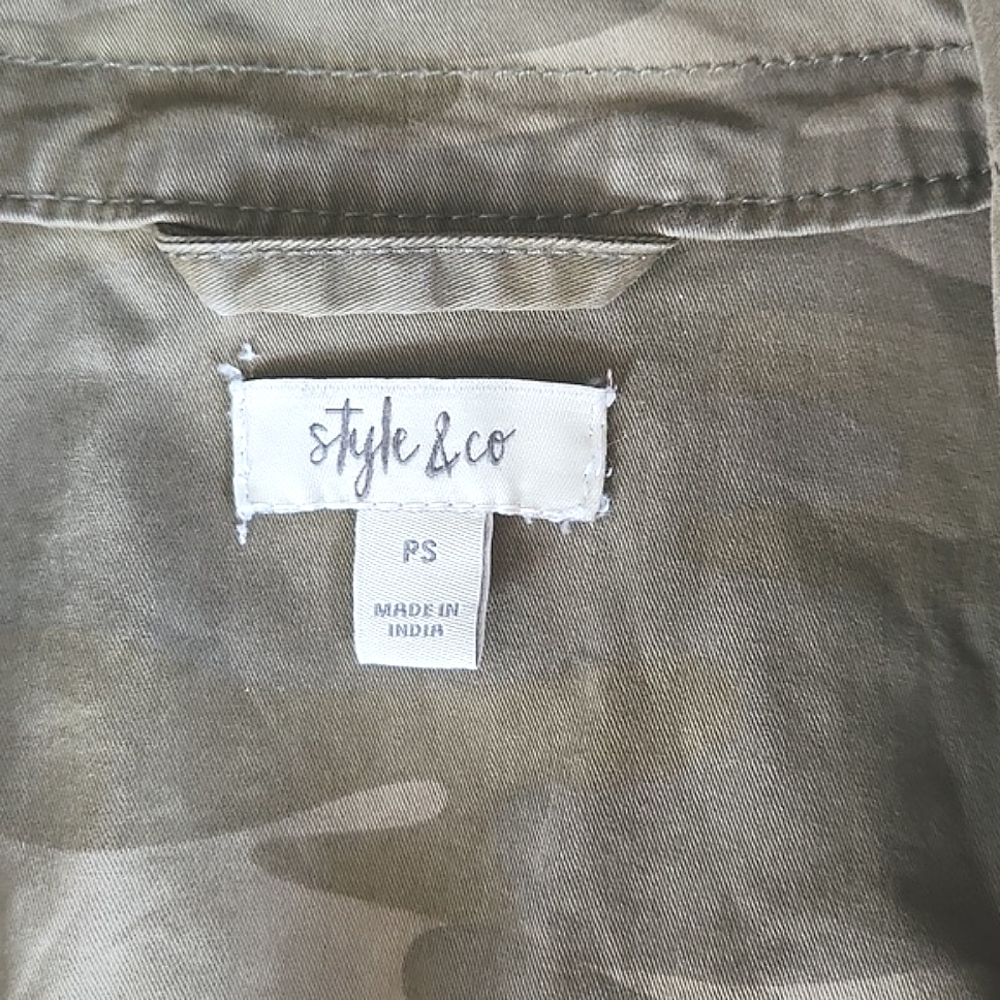 STYLE & CO, Womens, Sz. S, Petite, Olive Green, Military Style, Jacket, Coat - Picture 7 of 16